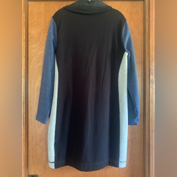 EUC NAUTICA PULLOVER ZIP FRONT SWEATSHIRT DRESS IN BLUE/GRAY/BLACK WOMENS SIZE M - Picture 2 of 14